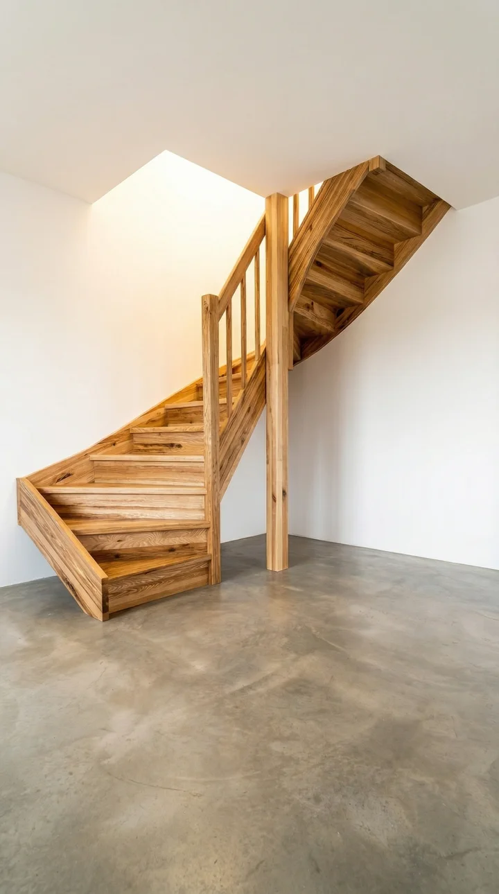 u farmige gewendelte treppe aus esche